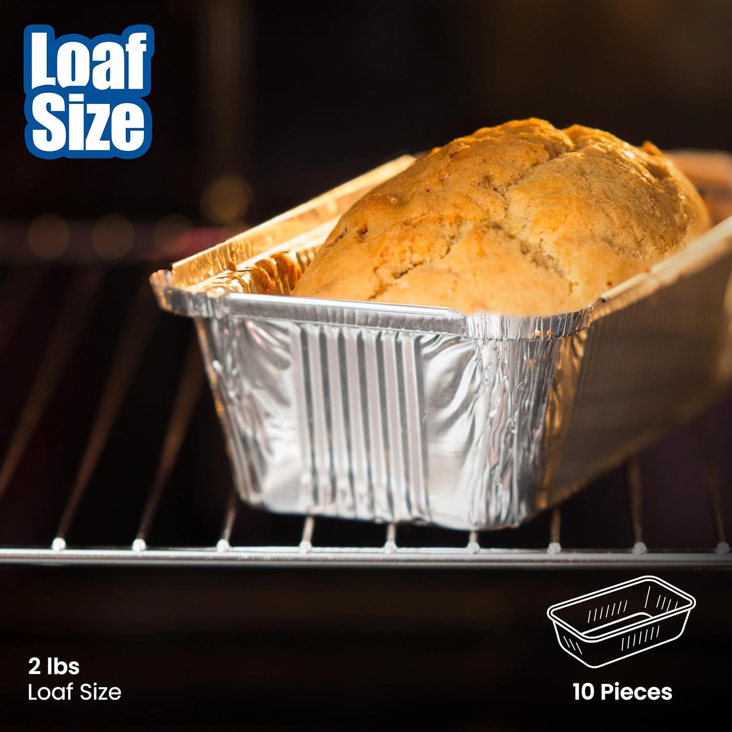 Ehomea2Z Multifunctional Disposable Aluminum Loaf Pans 2Lb (50 Pack) For Baking, Serving, And Storing - Heat Resistant Disposabl